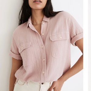 NEW Madewell Lightspun Short-Sleeve Flap-Pocket Shirt